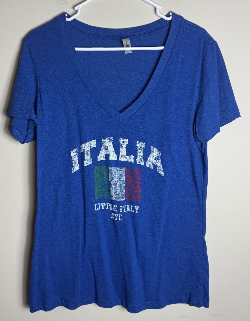 Next Level Apparel ITALIA LITTLE ITALY NYC Blue V-Neck XXL T-Shirt